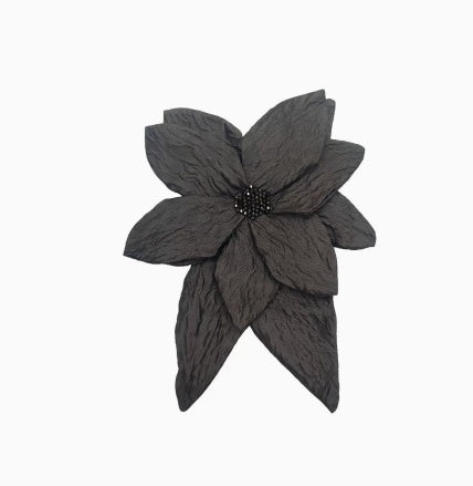 Style français Chic Grande Fleur en trois dimensions noir et blanc Organza