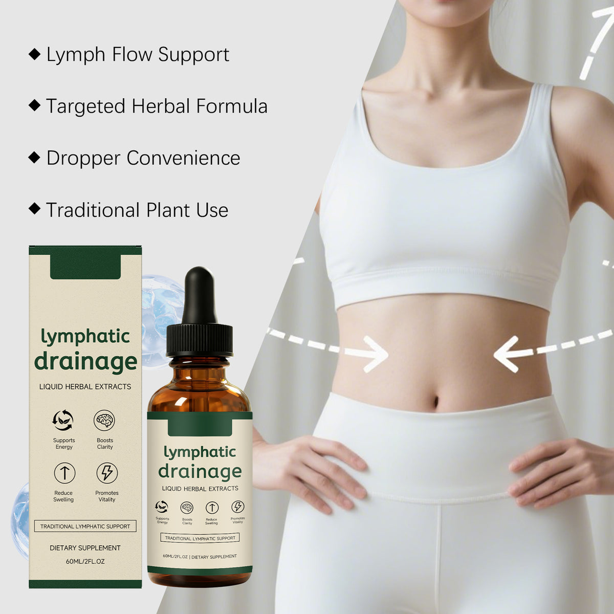 Lymphe soutien de la santé gouttes à base de plantes 60ml boîte