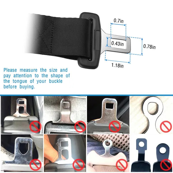 2Pcs Car Seat Belt Extender 14.37in Buckle Tongue Webbing Extension Seatbelt