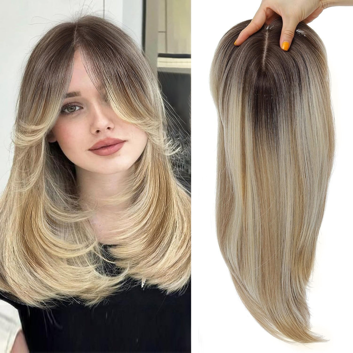 Ombre Figure-eight Bangs Synthetic Fiber Long Curls