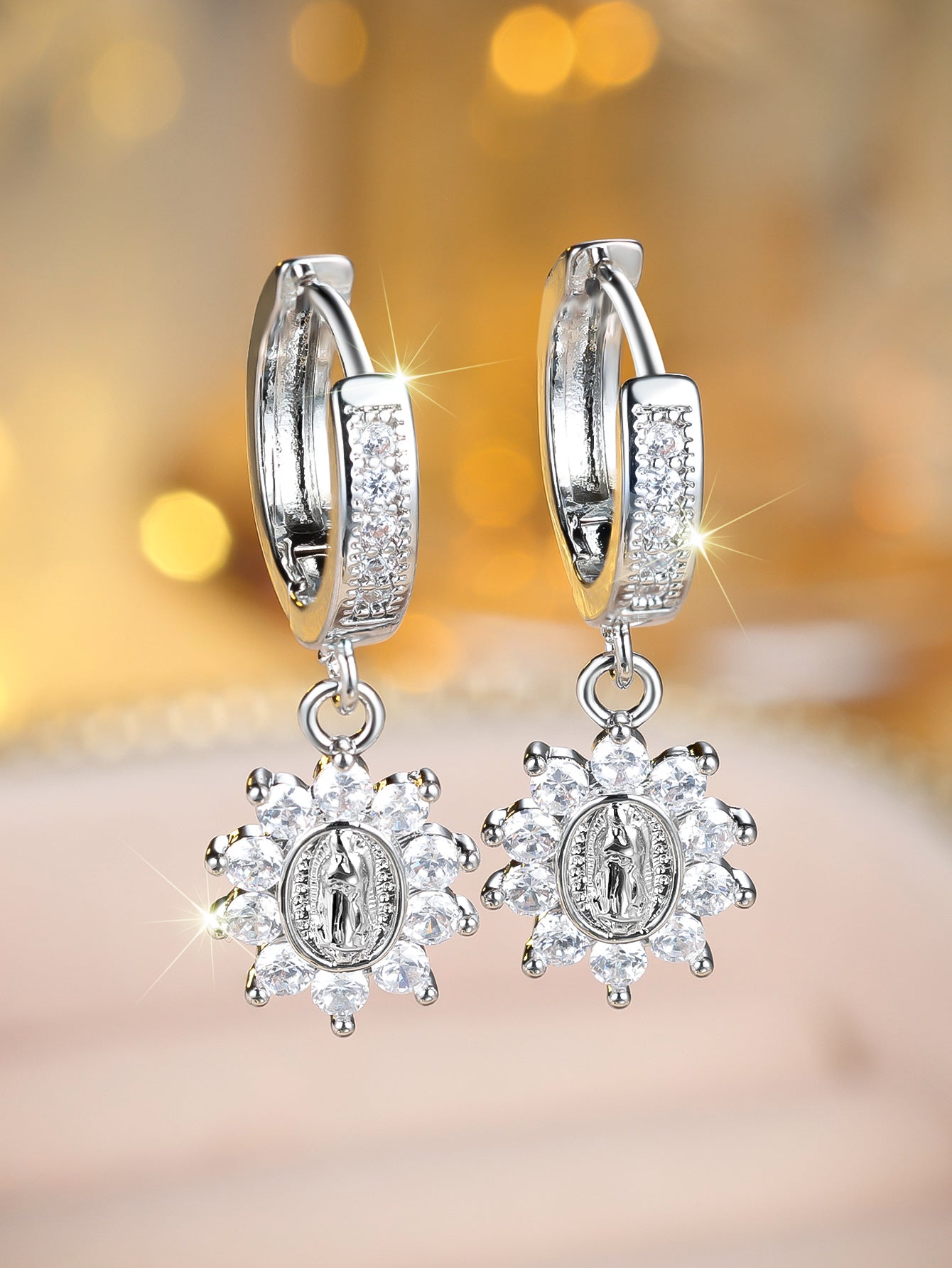 Boucles d'oreilles Western Luxury Virgin Mary