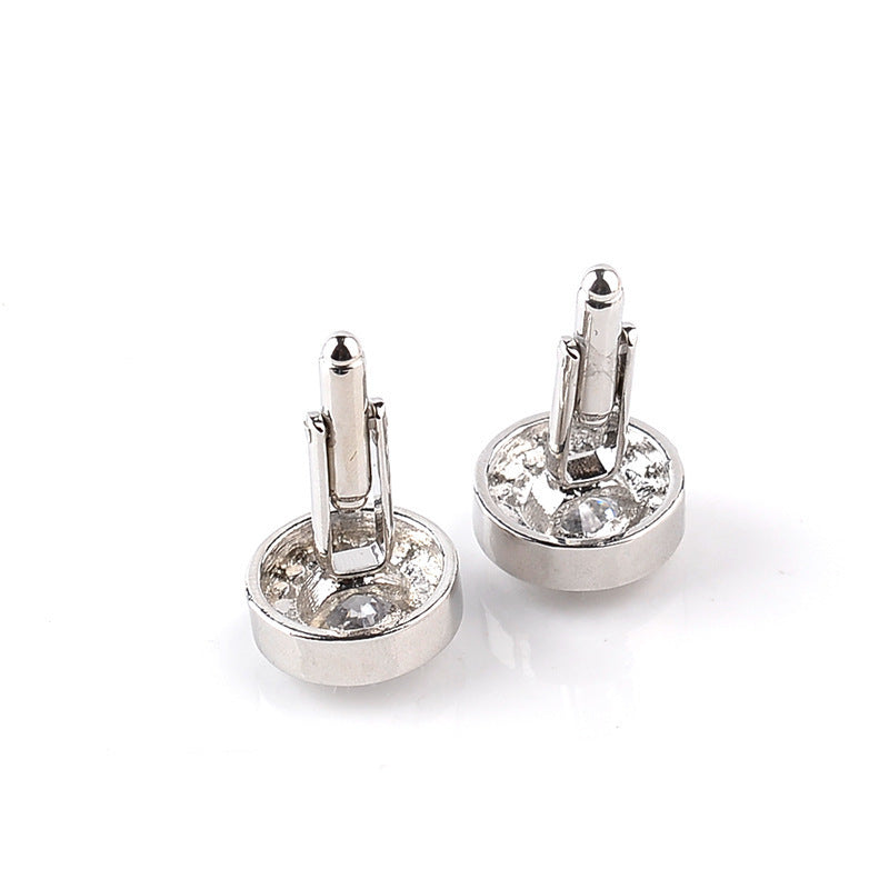 Fashion Français Rond Violet et Blanc Strass Cufflinks
