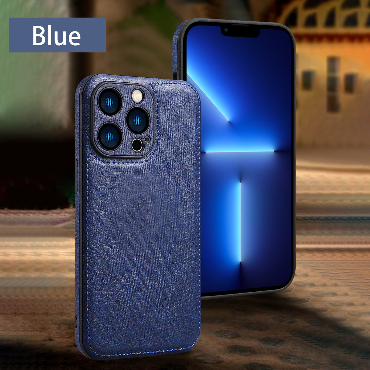 Boîtier de téléphone à grains en cuir haute qualité résistant à la chute
