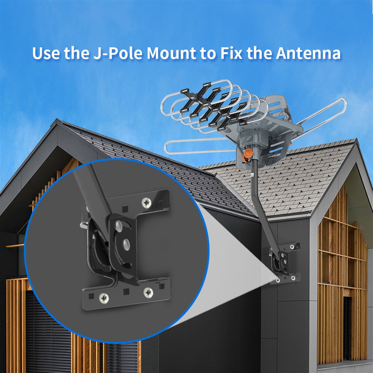 TA-102P 360 Degree UV double bande 28-36dB Antenne extérieure avec support noir