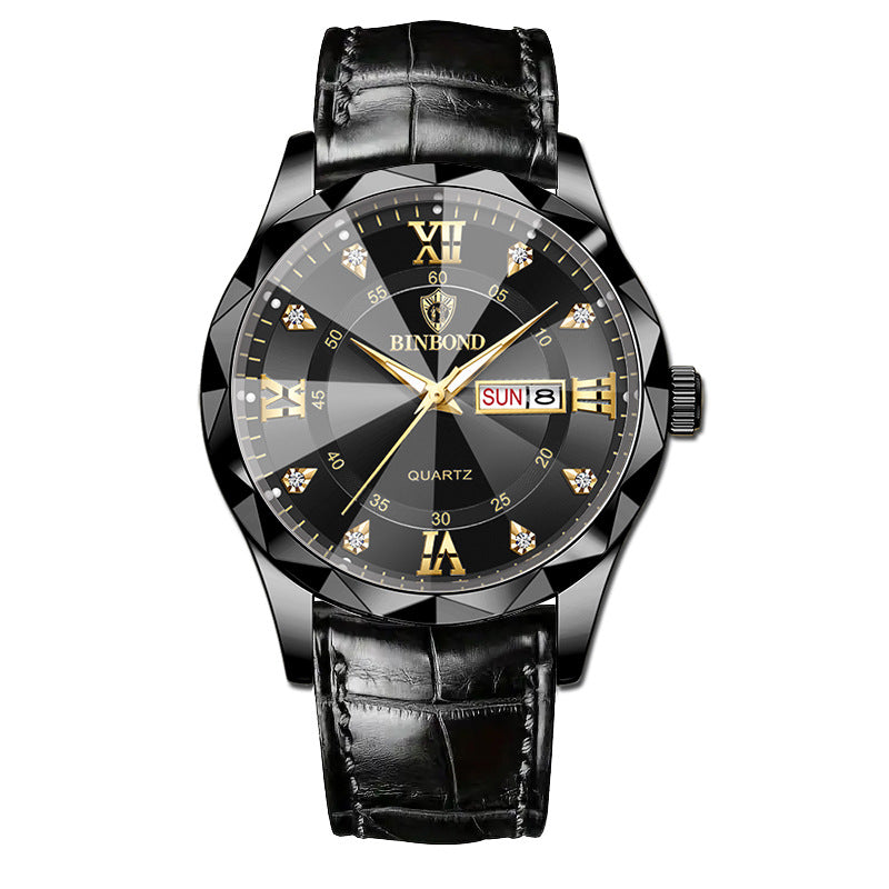 Véritable montre Quartz d'étudiant homme en cuir imperméable à l'eau