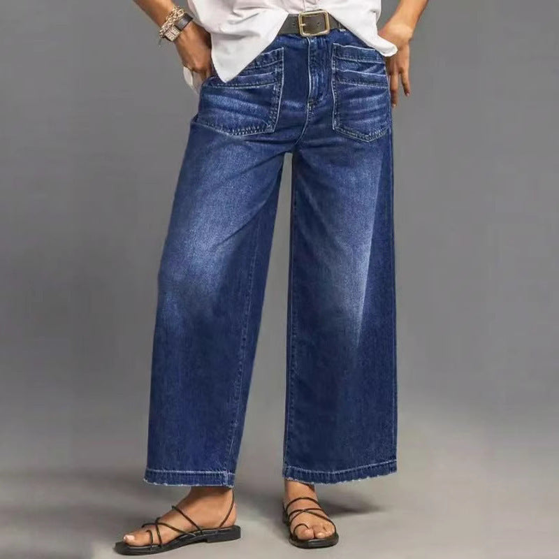 Women's Retro Loose-Fit Wide-Leg Denim Jeans