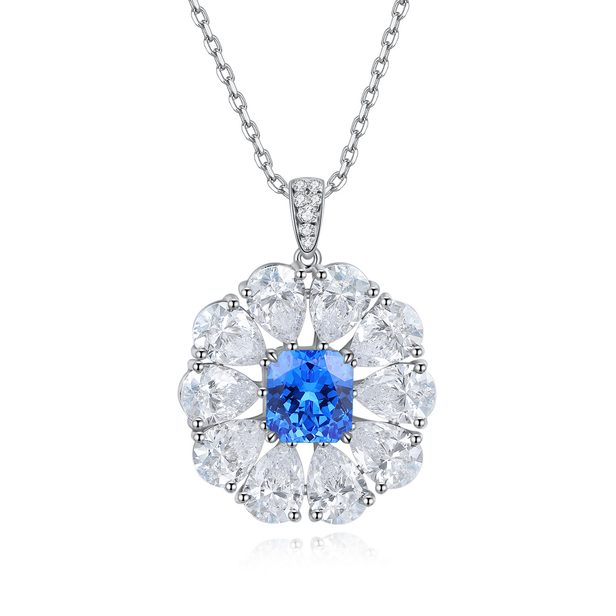 S925 Argent 7.7g Collier de pierre gemme créé en laboratoire