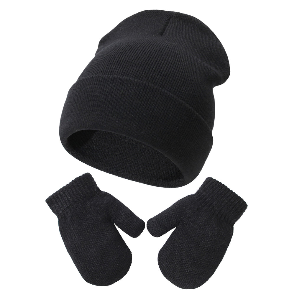 Gants de chapeau tricoté pour bébé en couleur unique