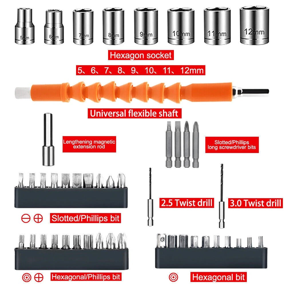 47 En 1 ensemble de perceuses électriques sans fil Conducteur électrique tournevis rechargeable NOUVEAU