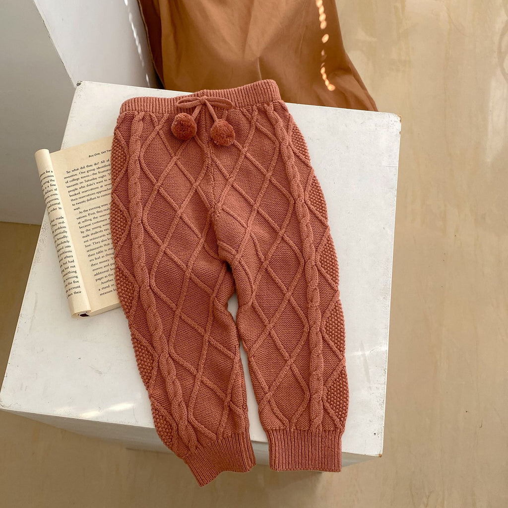 Bébé Garçons et filles Rhombus tricoté Pure beam long pantalons