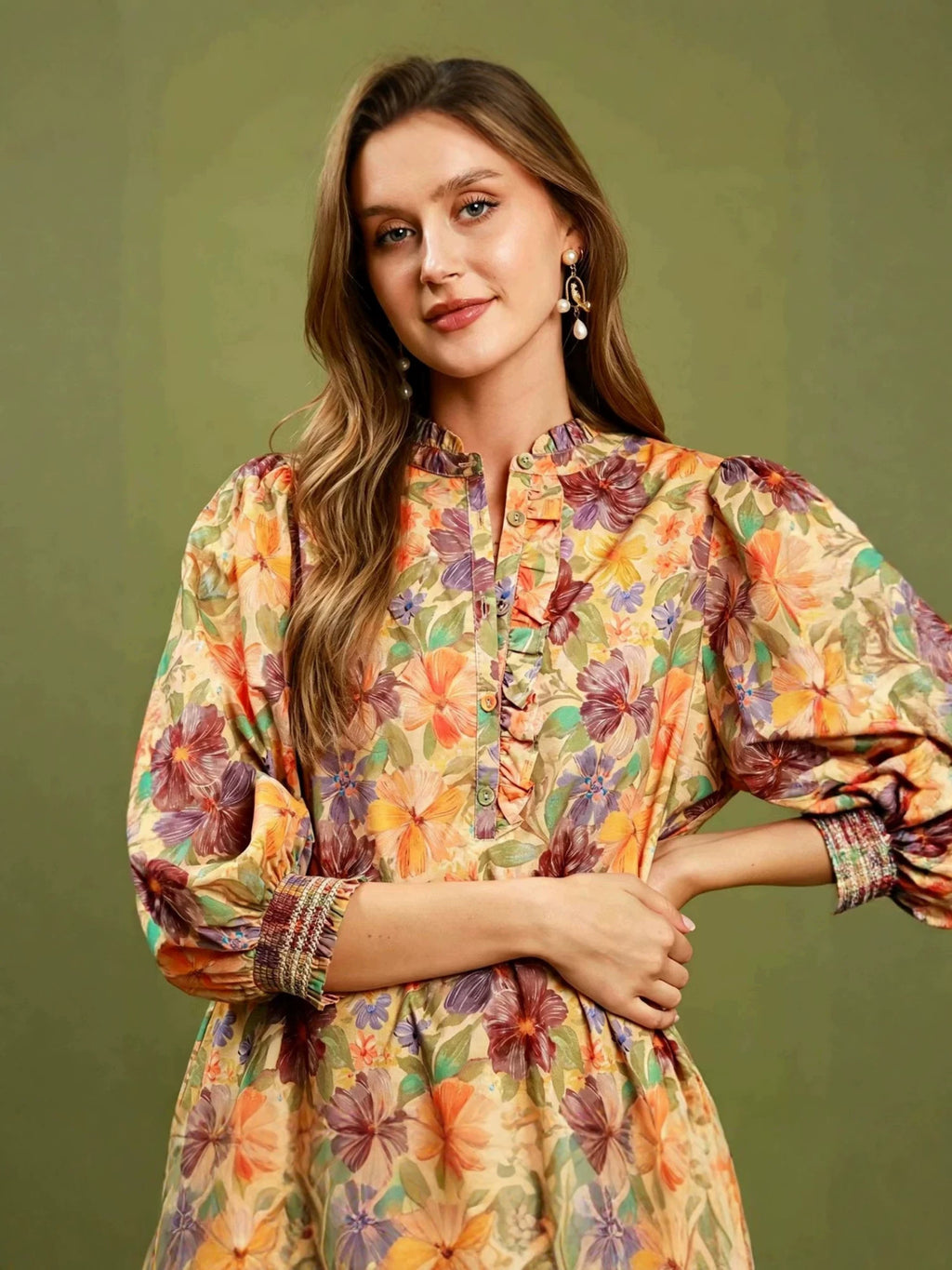 Robes d'arrivée d'été Mode décontractée Littéraire Retro Robe d'impression florale
