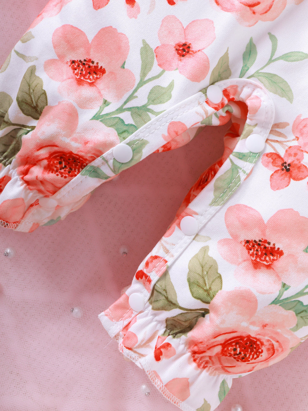 Impression florale de couleur unie Romper à longue jambe