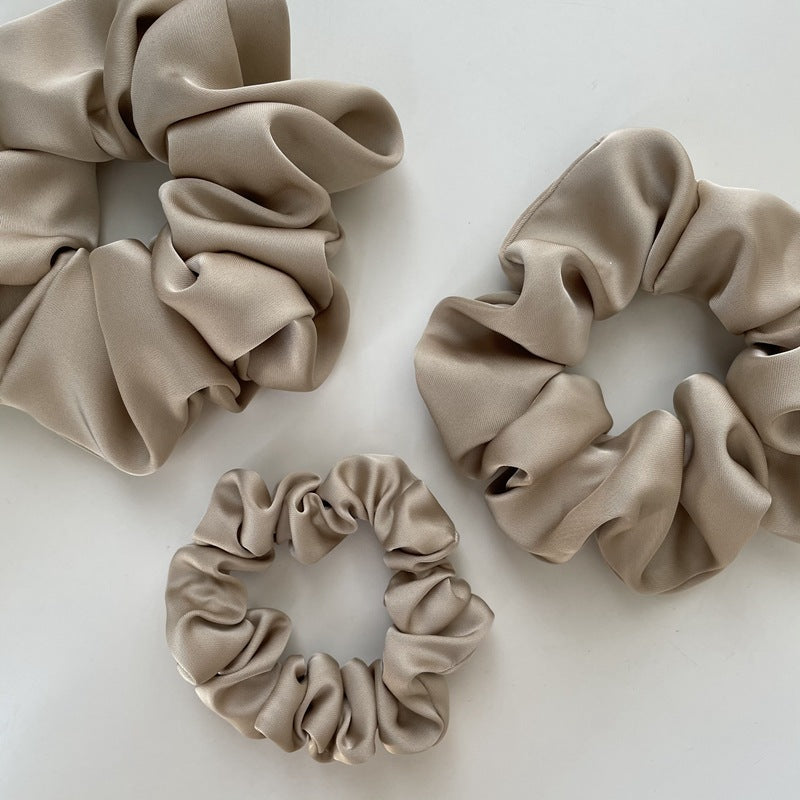 Crème Texture Silky Satin French Black Large Intestine Hair Ring