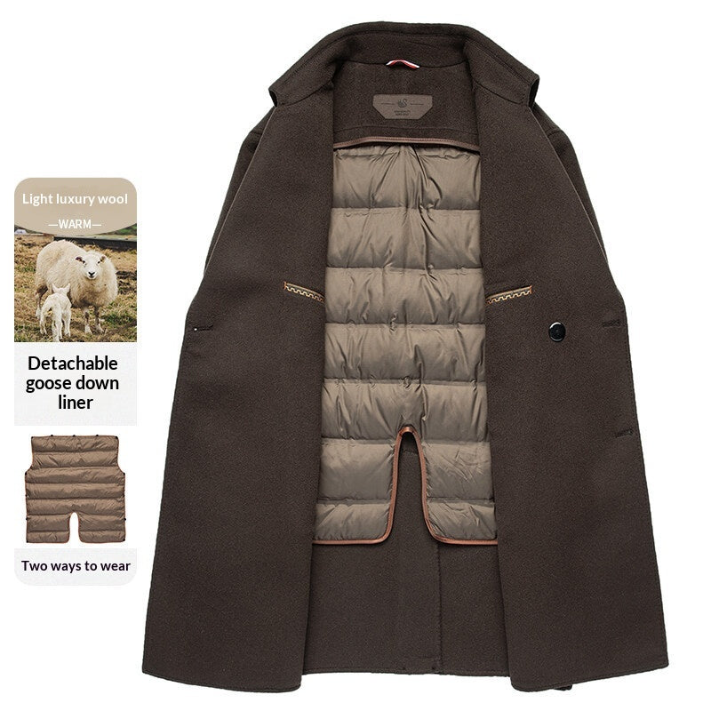Manteau de laine à double face à l'arrivée avec doublure amovible et double-brass