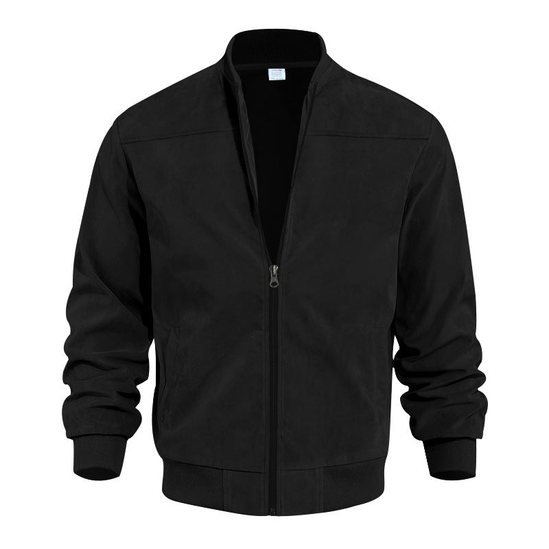 Arrivée des hommes Suede Fleece Zip Up Stand Collar Veste