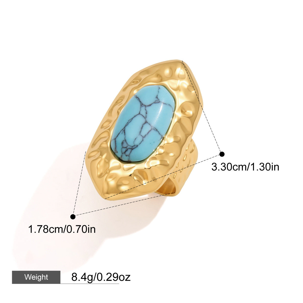 Bague en acier de titane bleu turquoise pour femmes