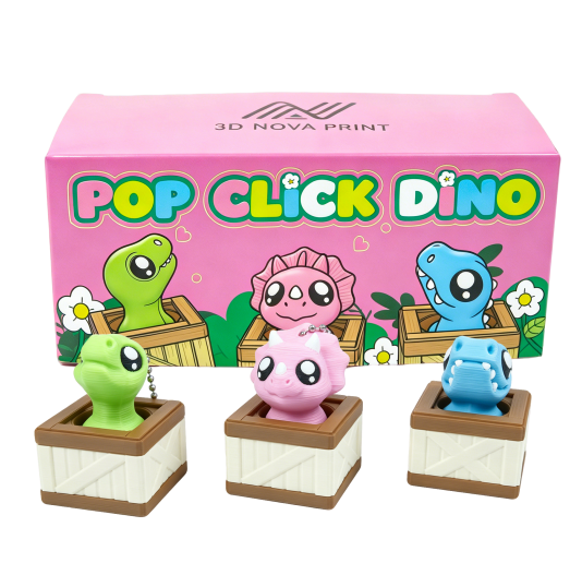 3PCS Clicker Dino imprimé 3D avec ensemble de base de grille