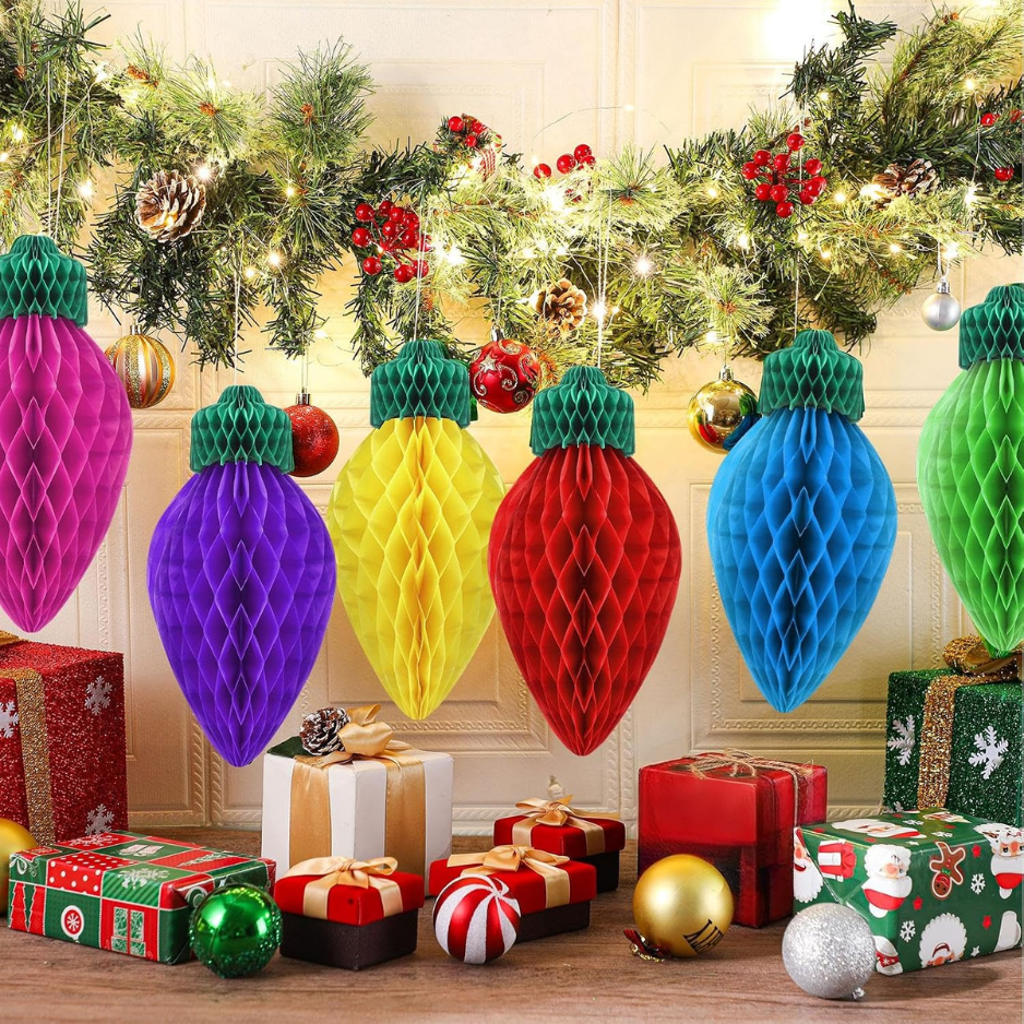 12 Pcs 12 Dans Jumbo Noël Honeycomb Décorations de soirée suspendu