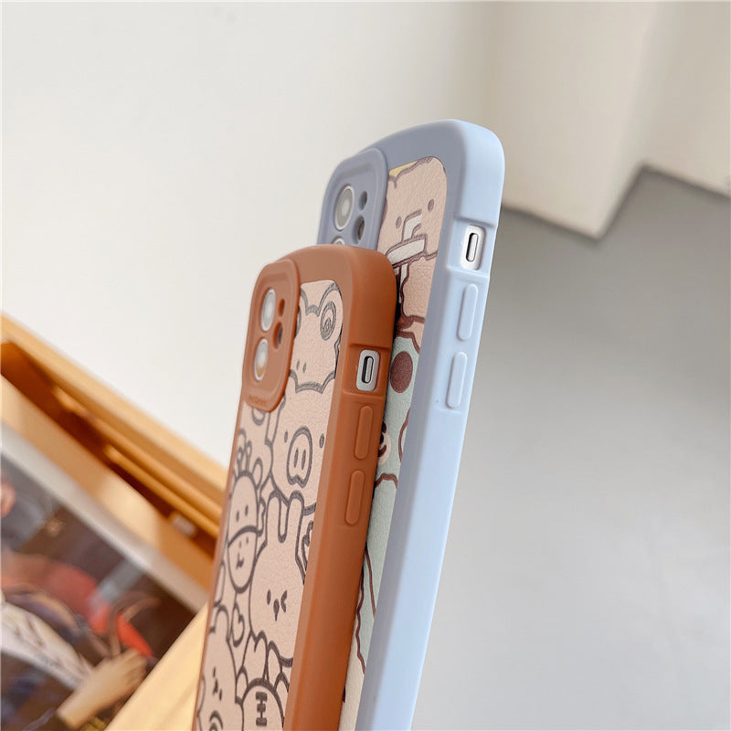 Cartoon Doodle Cas de téléphone animal plein écran