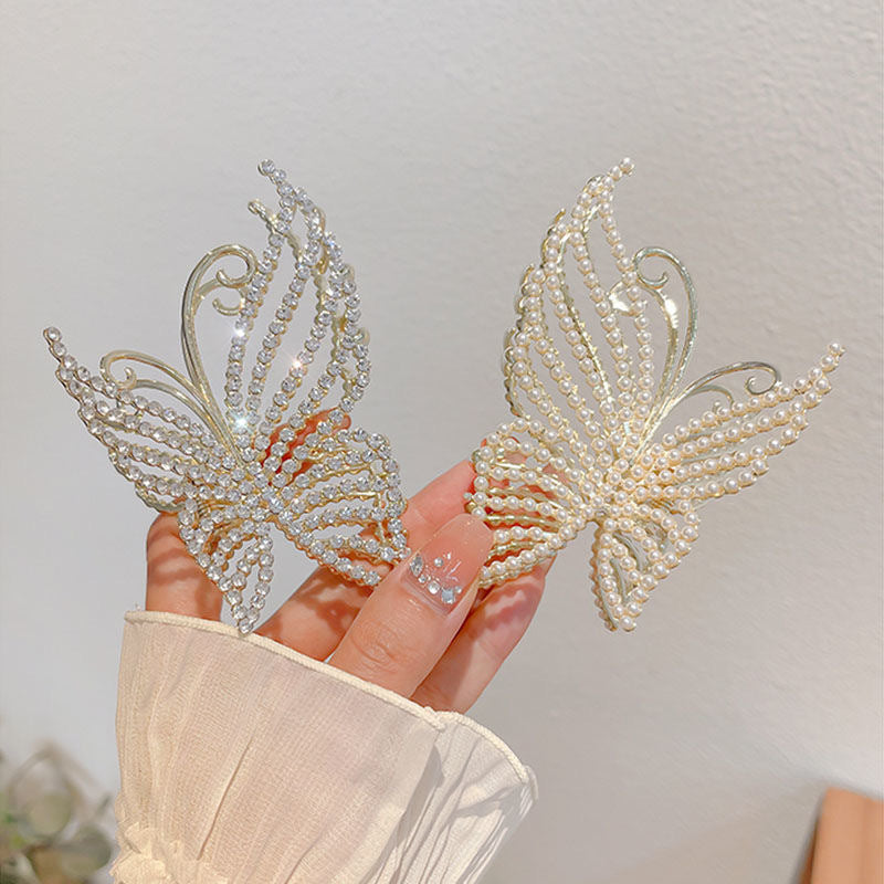 Poignée en alliage de papillon de perles de dames
