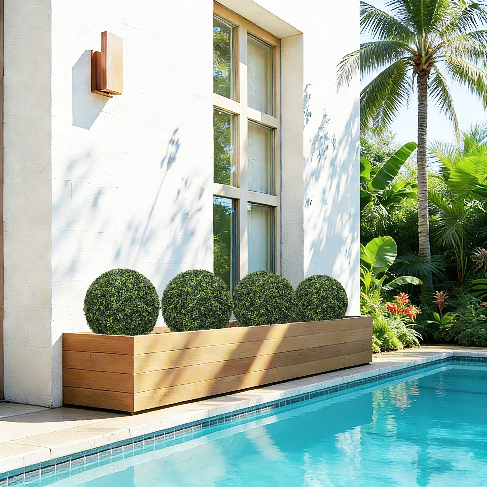 18.5PO sombre Artificial Topiary Balles Extérieur Faux Boxwood Décorative Green Sphères pour Gar