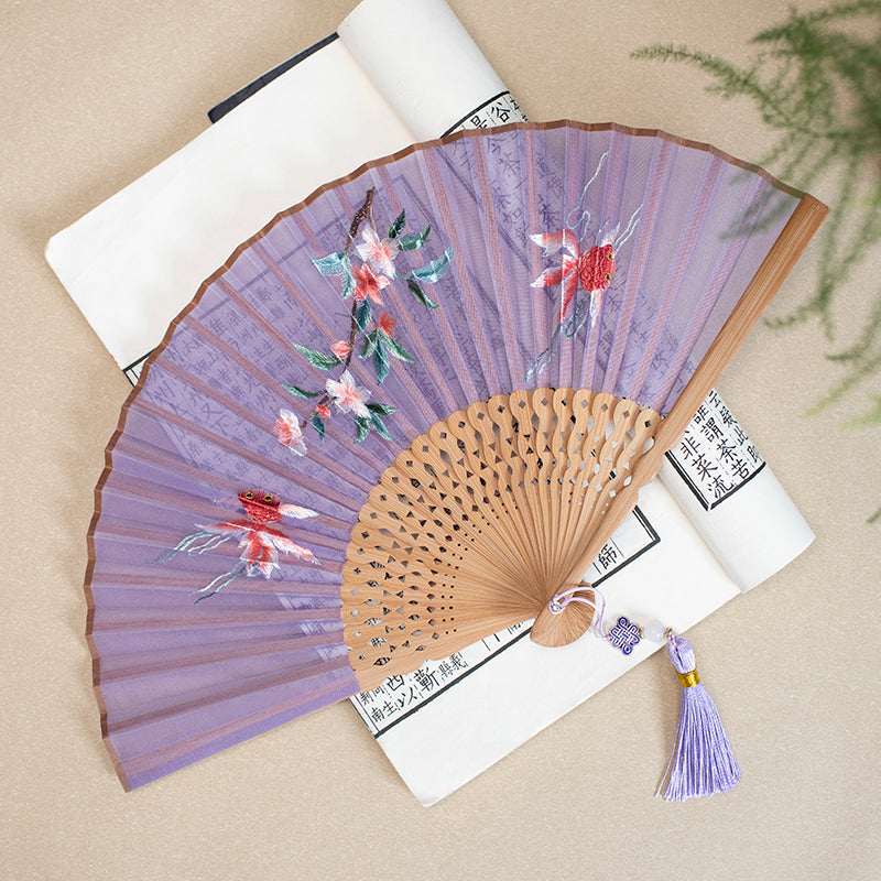 Brodé Hanfu Brodé Tuan Fan Portable pliant Été Silk Su Brodé Fan