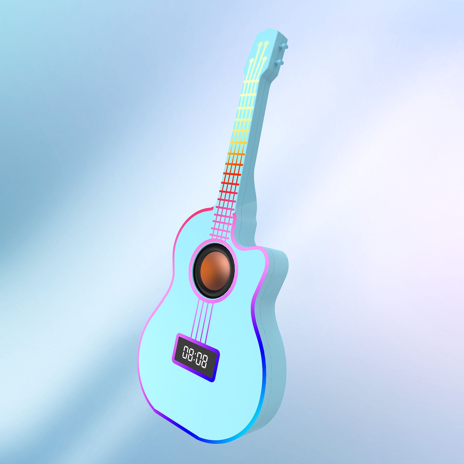 Haut-parleur Bluetooth Guitar avec réveil et éclairage ambiant vibrant