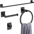 Black Bathroom Accessories Set 4-Piece Bathroom Hardware Set 24 Inch Towel Bar Robe Hooks Toilet Paper Holder