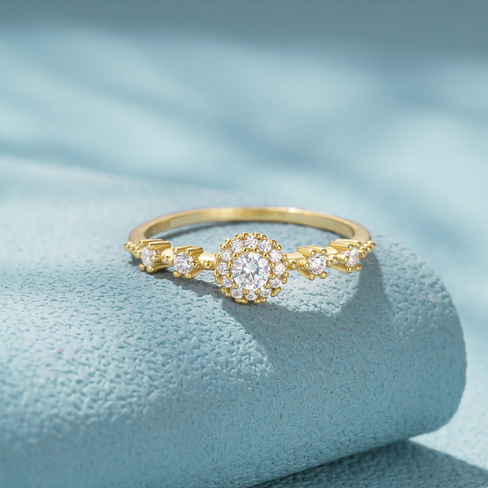 Entrée européenne et américaine Lux Flower Strass embeded Fermé 925 Argent Ro de haute qualité