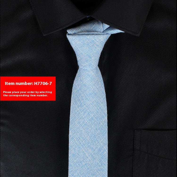Solide Couleur Coréen Style Narrow Coton Homme 6cm Formel Porter Affaires Casual Mariage Tie