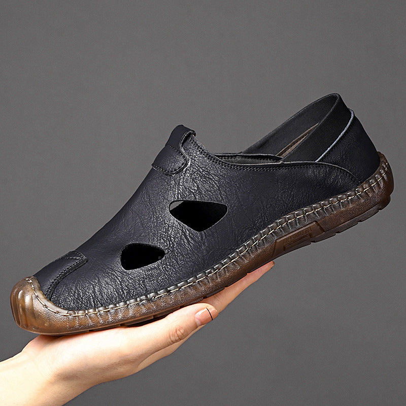 Chaussures en cuir décontracté faites à la main pour homme Style respirant perforé pour homme