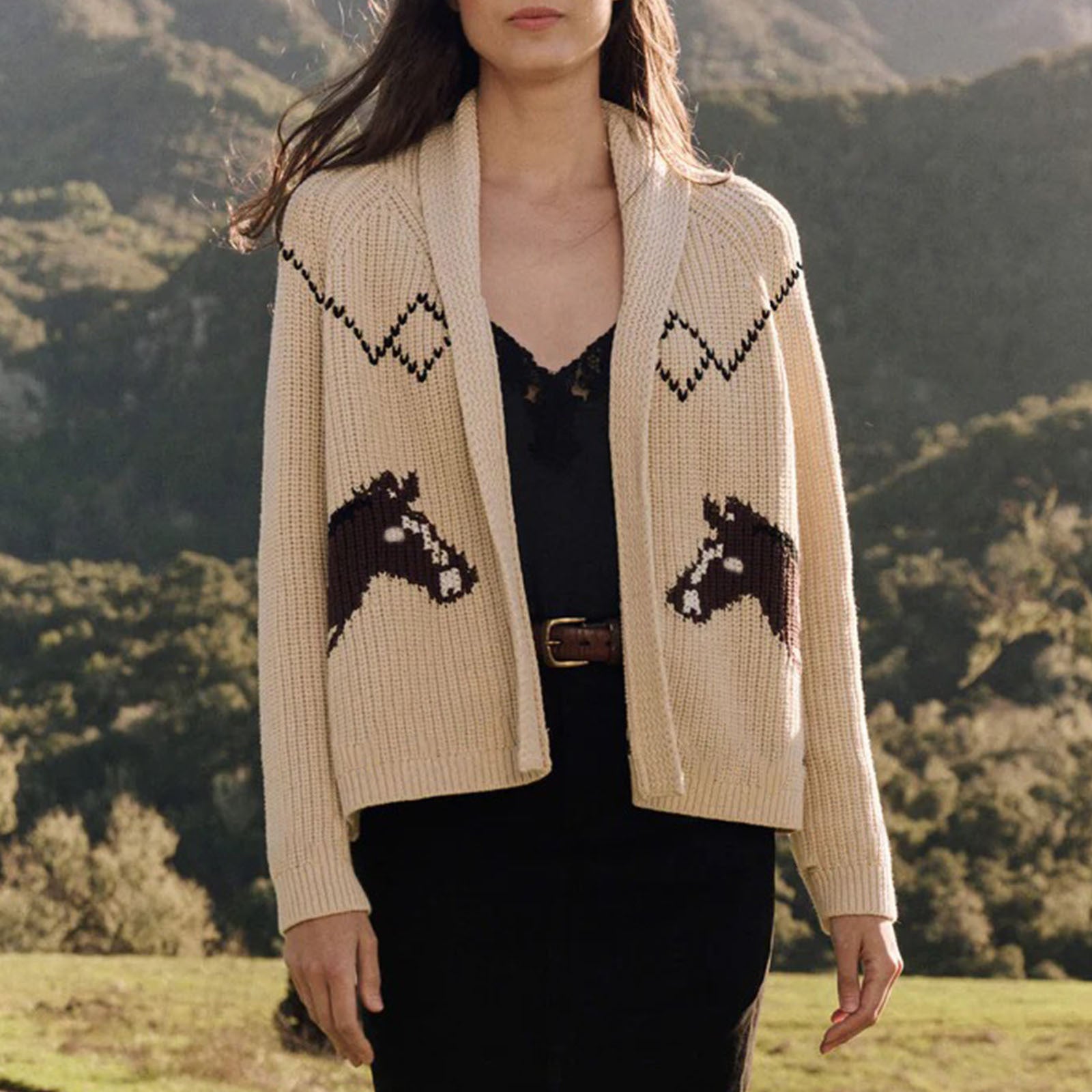 European And American Autumn And Winter Fashion Retro Art Lapel Loose Casual Knitted Cardi