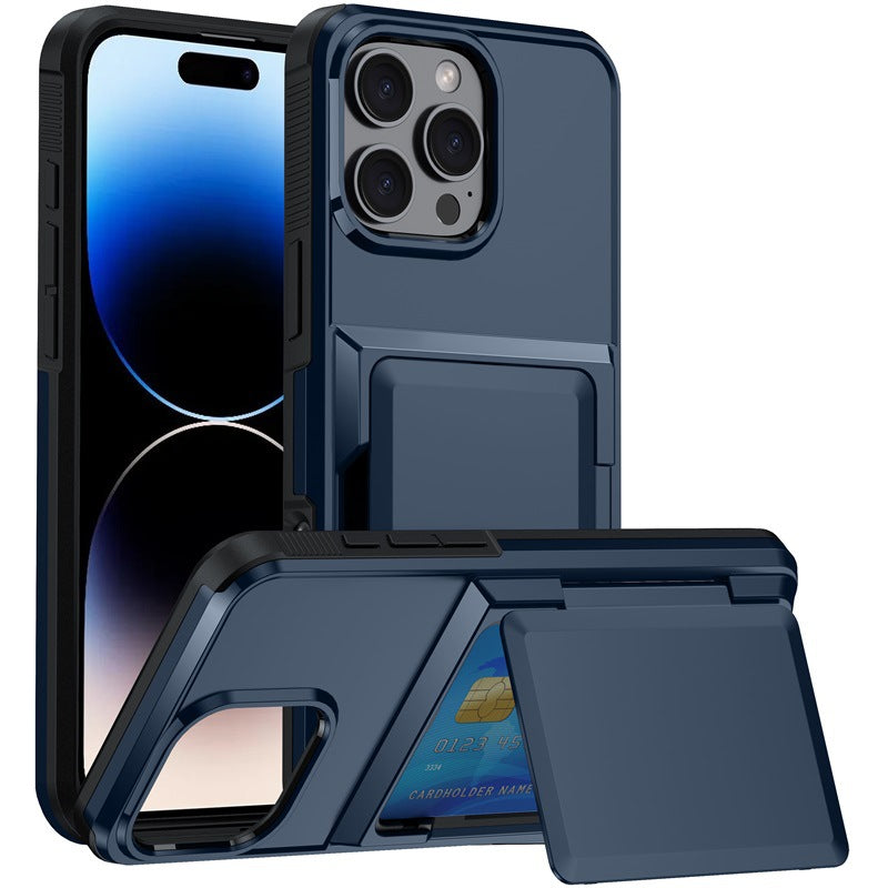 Solid Couleur simple Flip Bracket carte de téléphone Case