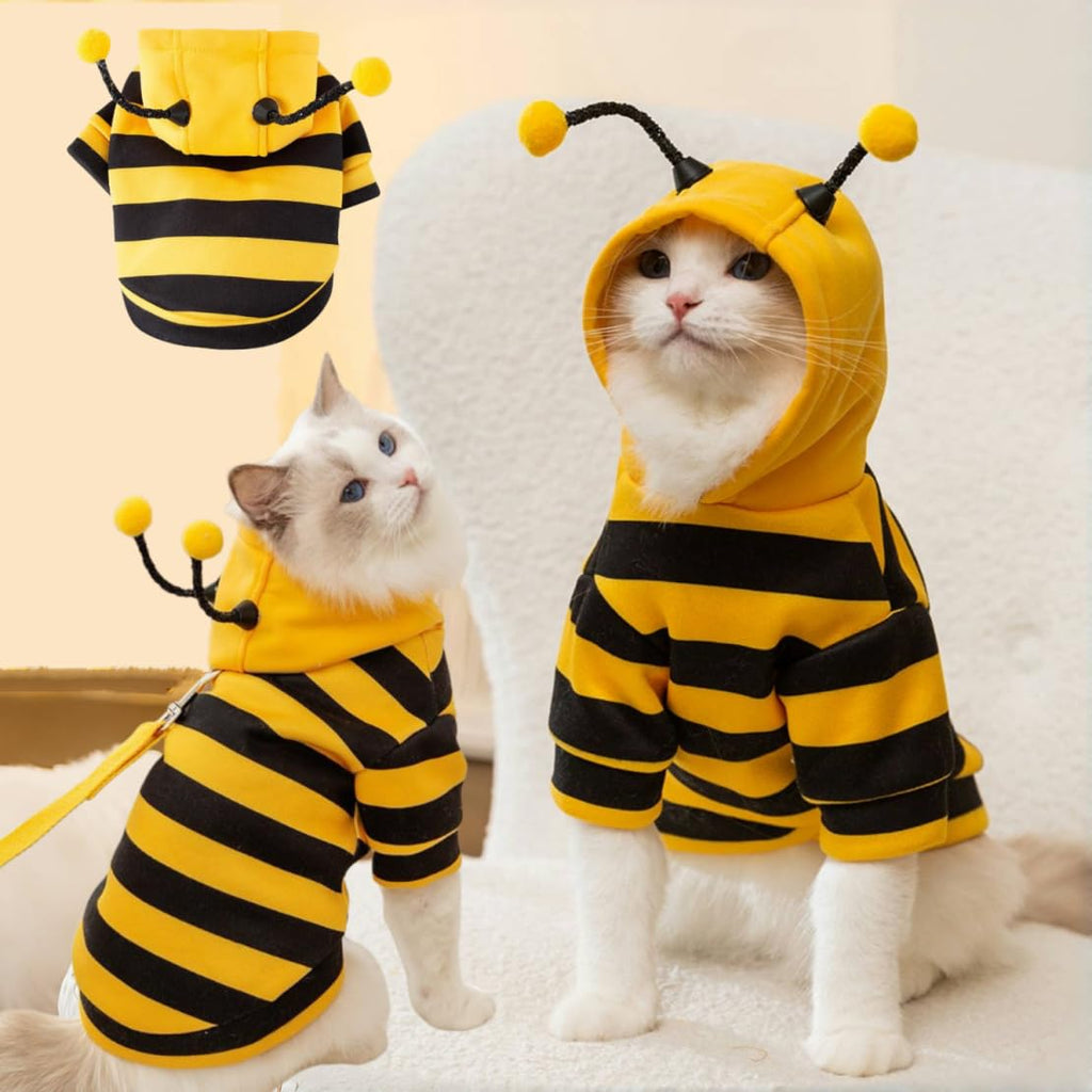Costume d'abeille de chat mignon - Vêtements d'Halloween pour animaux Bumble Bee Cosplay Vêtements Antenne