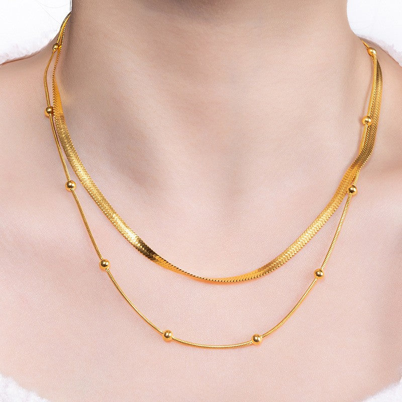 European And American Fashion Design Titanium Steel Flat Snake Chain Choker