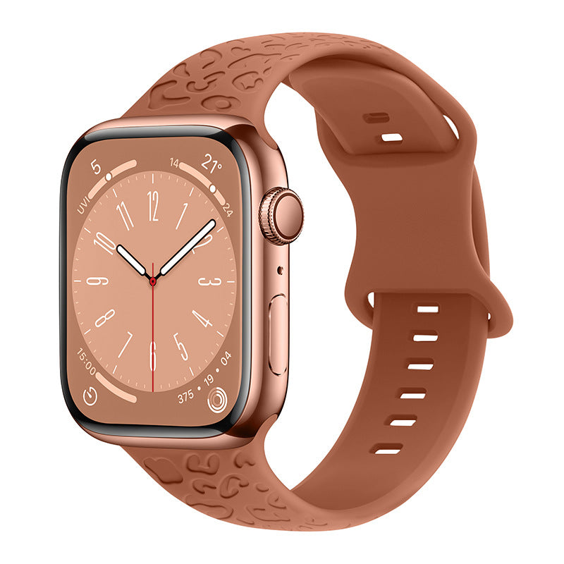 Applicable à Iwatch1-9 Generationultra3 Solid Color Leopard 8 mots Bracelet en silicone Buckle