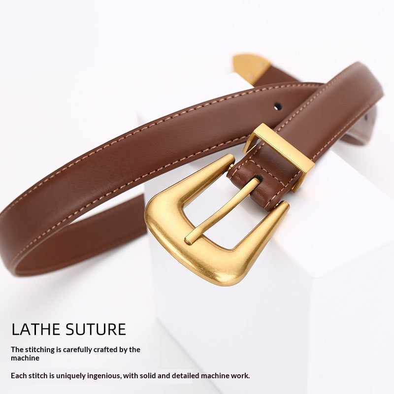 Femmes Retro Mode Unisexe Versatile Ceinture en cuir carré