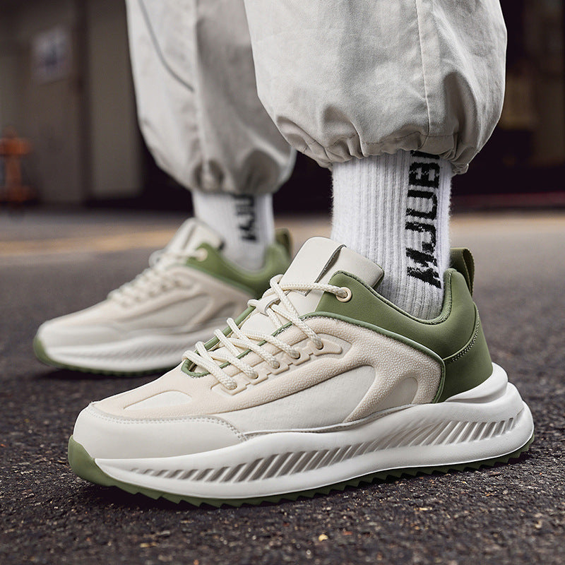 Plate-forme homme léger Soft Sole Sports en cuir Casual Sneakers