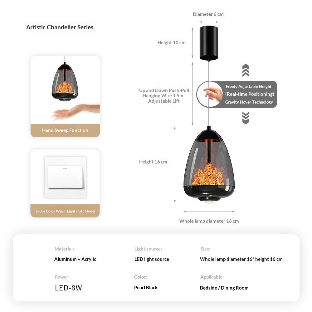Lampe mini pendentif réglable à la main côté lit léger