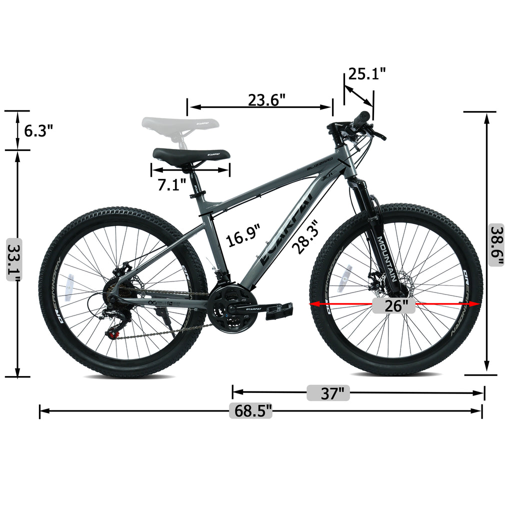 A26317 KIAPALNO Vélo de montagne tout-terrain de 26 pouces avec freins à disques
