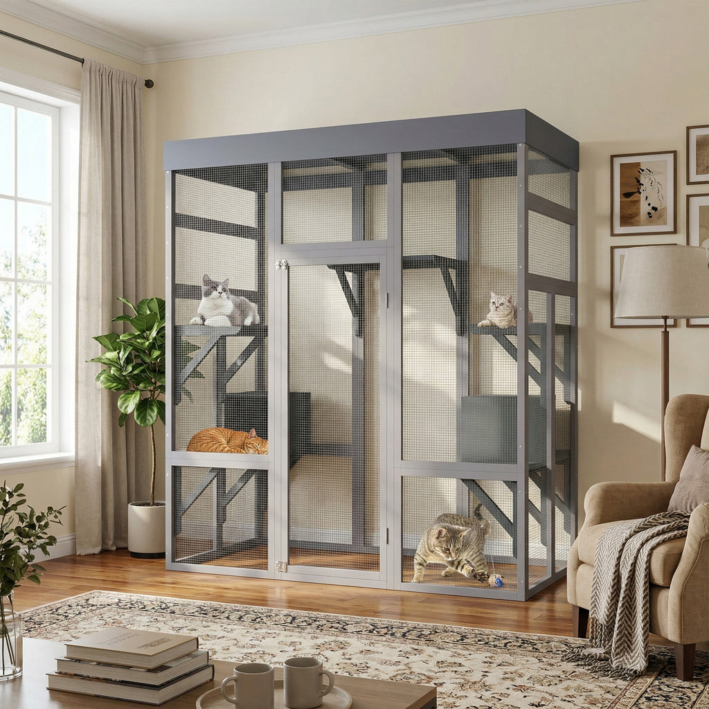 Catio extérieur en bois de 62.6" pour chats