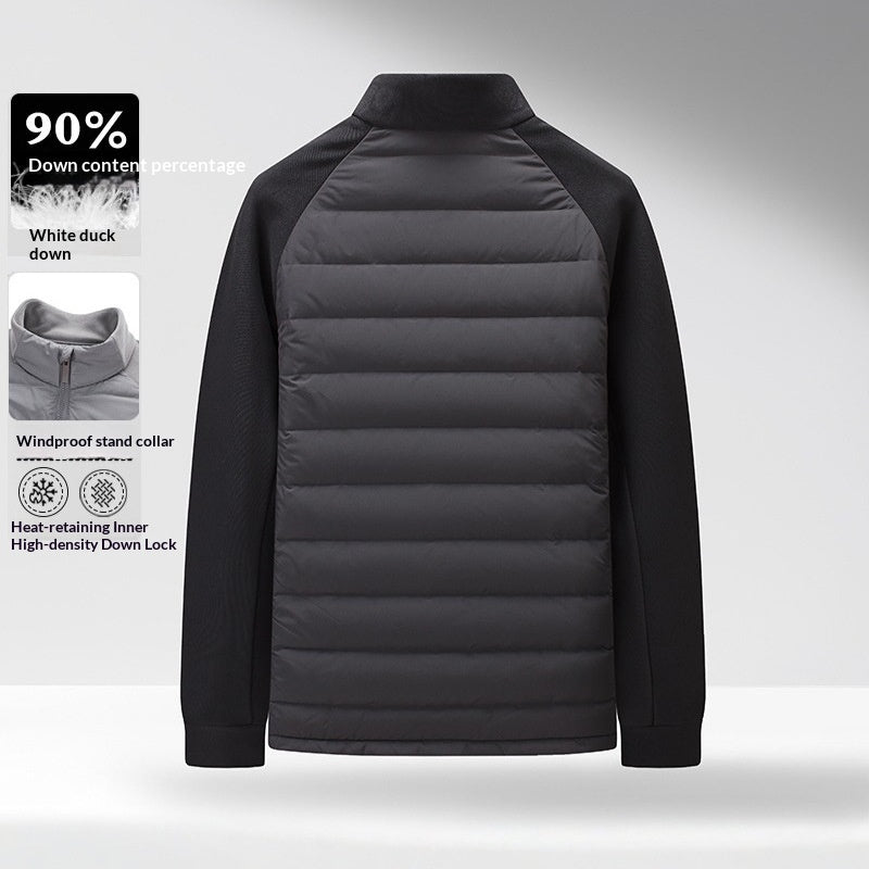 Hommes Stand-Up Collar Patchwork Légère et chaude veste duvet