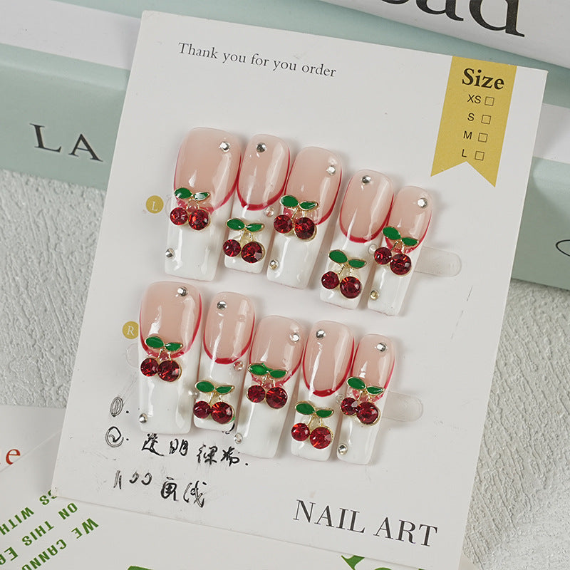 Cherry or diamond handmade wearable nails