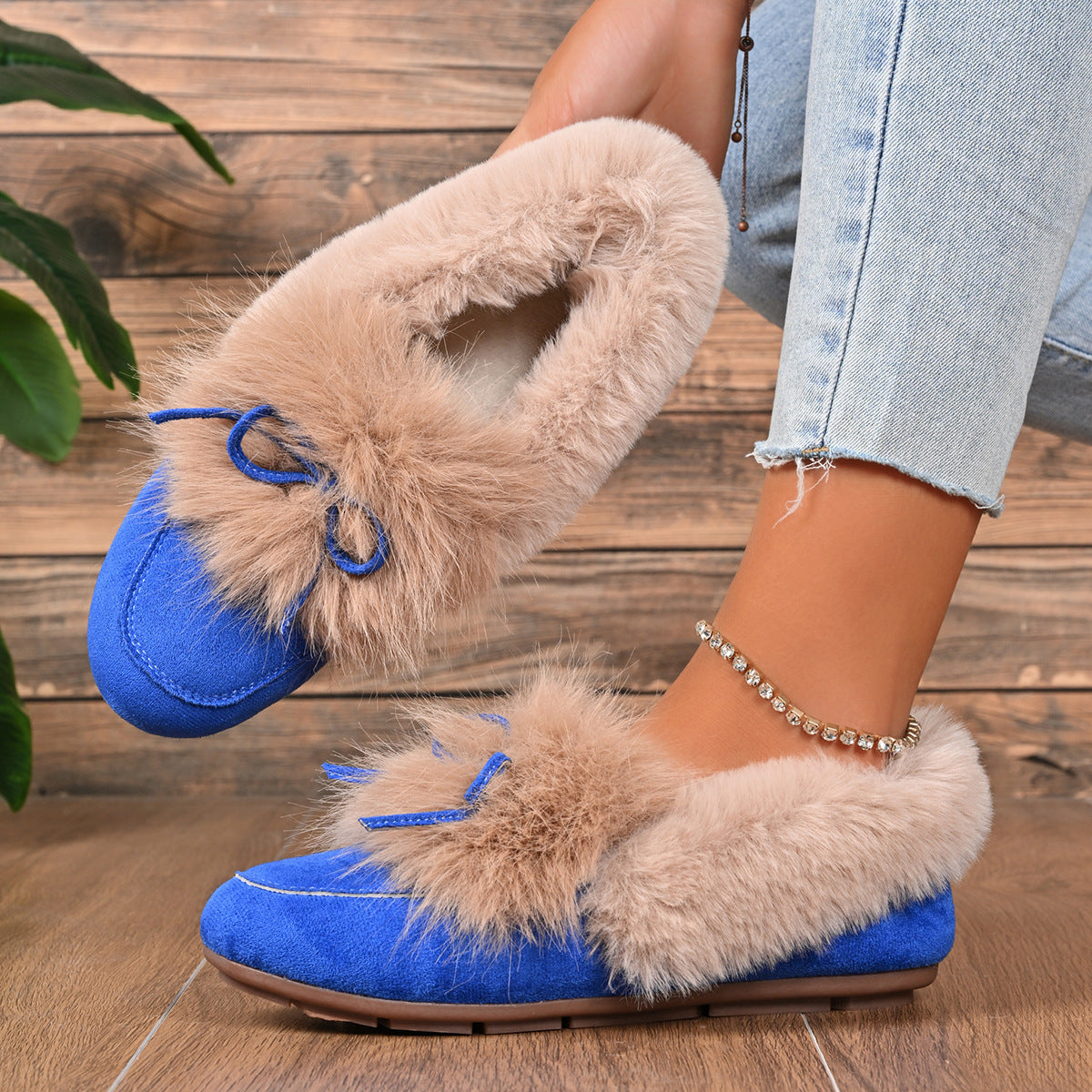 Chaussures de coton ronde avec une Bow pour femmes