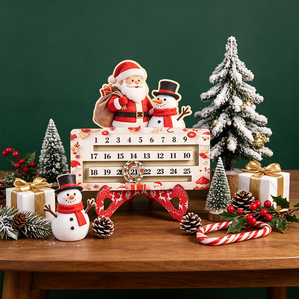Créative Cartoon Countdown Christmas Wooden Tabletop Craft