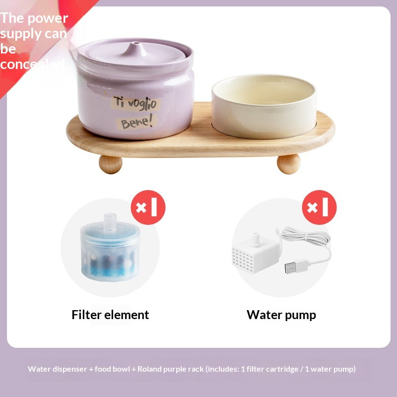 Dispensateur d'eau de filtre à circulation automatique en céramique de chat