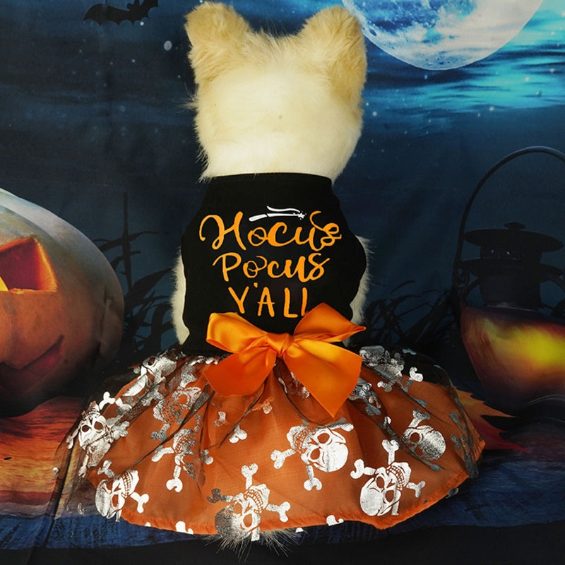 Vêtements pour animaux de compagnie Halloween Chien Cat Party Décoration Halloween Crâne Costume noir