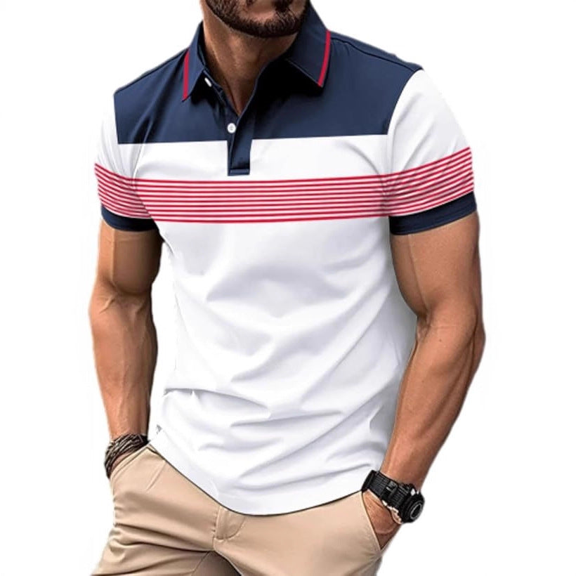 Imprimé numérique Chemise Polo à manches courtes boutonnée Lapel