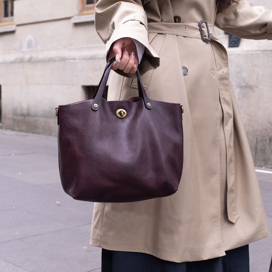 Cowhide Tote Bag européen et américain vintage premier-couche teinté d'arbre