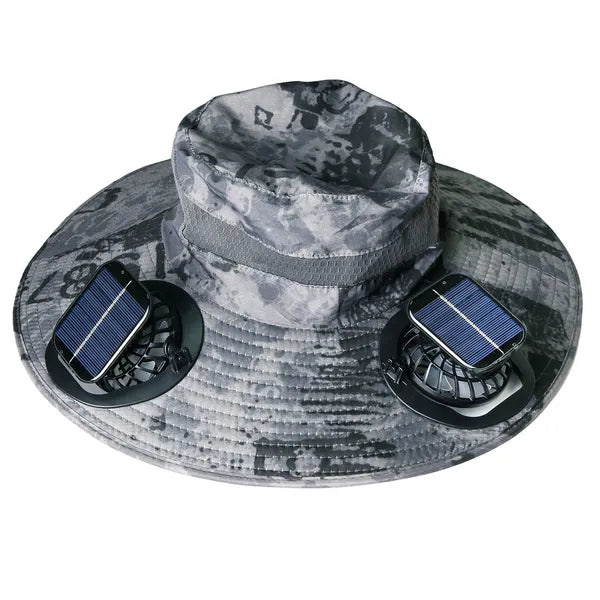 Chapeau de soleil extérieur avec 2 ventilateurs rechargeables Solar Powered 3 vitesses de vent UPF50+ Brea